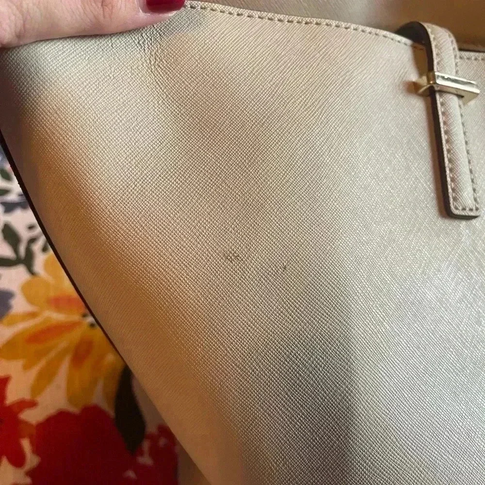 Kate Spade large perfect tote light grey gray taupe zip top - Picture 5 of 6